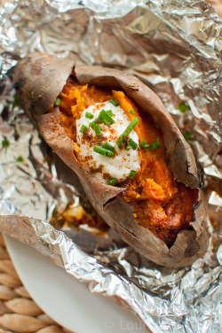 craving-nomz:  Baked Sweet Potatoes on the BBQ