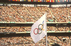 124daisies:  The Olympic flag at the 1996 Olympics, Atlanta