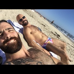 beardburnme:  “Lovely day at the beach with the bday boy @adamrusso