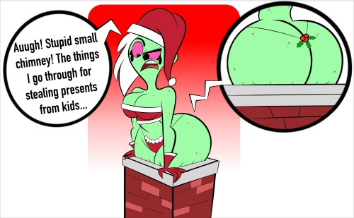 ck-blogs-stuff: X-Mas Comm: Dom’s Chimney Troubles by CK-Draws-Stuff  Here’s a commission ordered from @hsrw101 featuring Lord Dominator having trouble getting down the chimney to steal kids presents, but poor Ryan (OC) is in the way of her mission