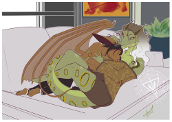dragondeviant:  Cuddling for  nerdyzoroarkloverboy  (source)
