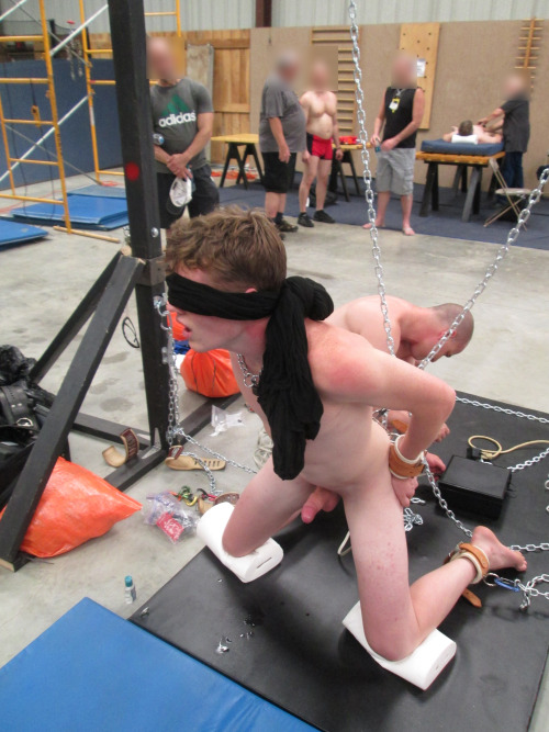 it was a great workshop, sorry should have told him it was a dungeon play party…. OOPS!  happyfrosh:  I topped a bondage/dominance/electro/edging/fucking scene. The boy was not allowed to cum. 