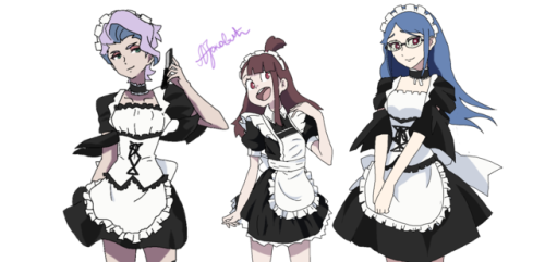 grimphantom2:  andzl-blog:  Maids <3  Aren’t they so cute? just had to draw it.  Croix looks so good in a maid costume  Need more characters in a maid outfit! 