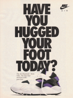 davidlamon:  Vintage 1992 Nike Huarache ad, one of the early