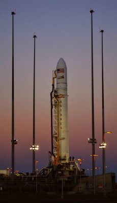 space-pics:  Antares on the pad at Sunsethttp://space-pics.tumblr.com/