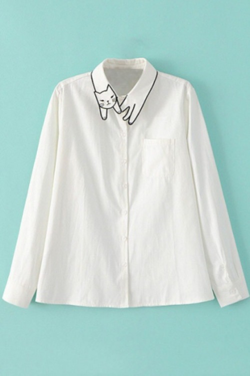 art-is-art-is-art:  cat embroidery shirt 