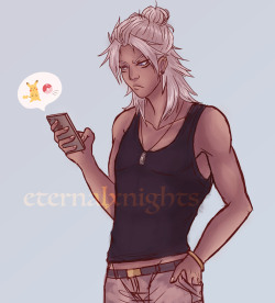 eternalxnights:  I wanted to draw Yami Malik with a man bun so…