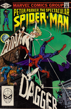 Peter Parker, The Spectacular Spider-Man #64 (Marvel Comics, 1982). Cover art by Ed Hannigan and Al Milgrom.First appearance of Cloak and Dagger.From Oxfam in Nottingham.