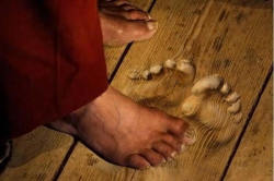 coolthingoftheday:  These footprints were worn into the wood