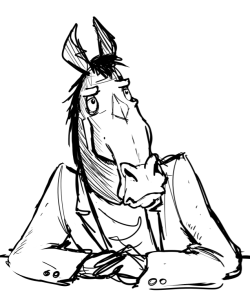 beapeabear:  Had Bojack Horseman on today, so I sketched him.