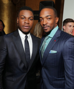 celebsofcolor:John Boyega and Anthony Mackie attend the world