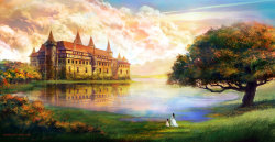 artsfantasia:  Castle on the lake by “anndr” (A World of