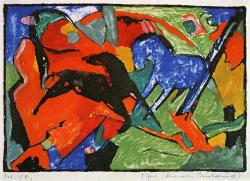 artist-marc: Two Horses, 1912, Franz MarcSize: 20.2x14 cmMedium: