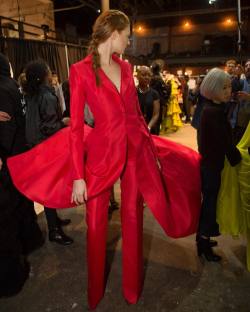 csiriano:  Backstage beauty with this fiery cape overlay suit