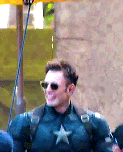 marveluniverse2015:   Chris Evans on the set of Captain America: