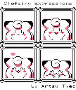 artsy-theo:Pokemon Pink/Special Clefairy Edition: Clefairy expressions