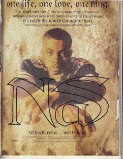 one life, one love, one king Nas, The Source &lsquo;96