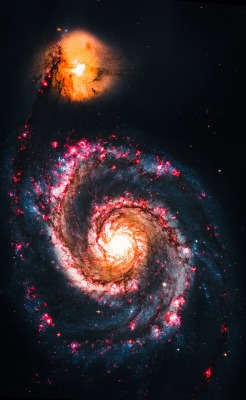 thedemon-hauntedworld:  M51 HubbleCredit: NASA/Hubble, color/effects