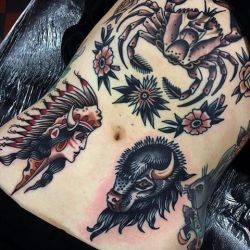 sacredelectrictattoo:  Crab healed others fresh on Sophie by