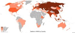 landofmaps:  [OC] Map of Deaths by Country During WWII [1425x625]
