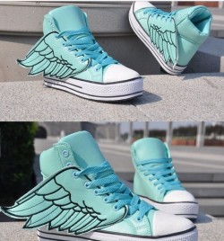 anotherkawaiichick:  Angel Wings Shoes Comes in Blue/Red/Yellow/White