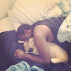 On Mondays we sleep like this. 😂👌👍😜 #Pug #Cuddle101