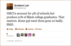 gradientlair:  The stats in my tweets above on HBCUs came from