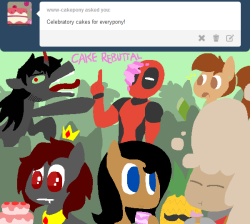 ask-king-sombra:  asksirlintalot:  what an eventful cake party~