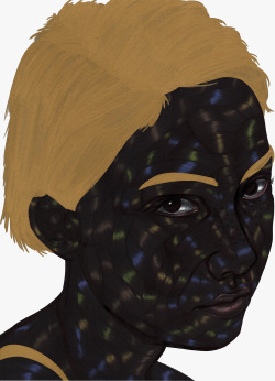 medievalpoc:  Contemporary Art Week! Toyin Odutola Of Another Kind (2013)  The series explores a reoccurring gilt-bronze, “Moorish” aesthetic invention oft evidenced in European Medieval and Renaissance art. The arena in which this aesthetic is played