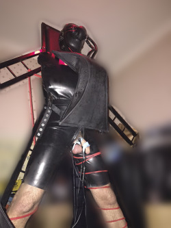 atmydisposal:  Total rubber enclosure, bondage and electro. 