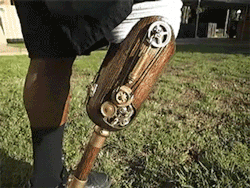 steampunksteampunk:  Steampunk prosthesis with gears activated