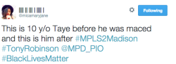 actjustly:  Taye, the 10 year old activist got maced heavily