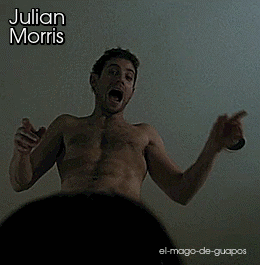 el-mago-de-guapos:  Julian Morris is naked while shirtless Santiago Segura enjoys the fun view. Hand of God 1x05 