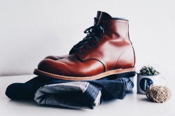 denimxcoffee:  Selvedge denim and Red Wing boots. What more could