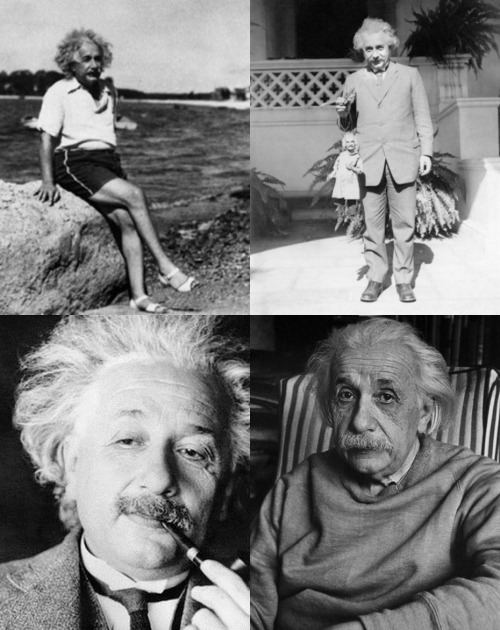 atomstargazer:  Happy Birthday Einstein! Some rare captures and photo collage of Albert Einstein  Born 14 Mar 1879; died 18 Apr 1955 at age 76. German-American physicist who developed the special and general theories of relativity and won the Nobel Prize