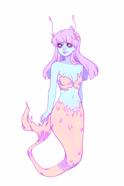monstergf:  a spooky pastel deep sea mermaid and a kind of lava