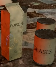 randomitemdrop:Item: Carton of poison and several cans of diseases.