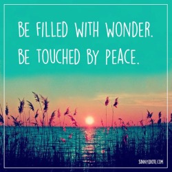 sunnyquote:Be filled with wonder. Be touched by peace.