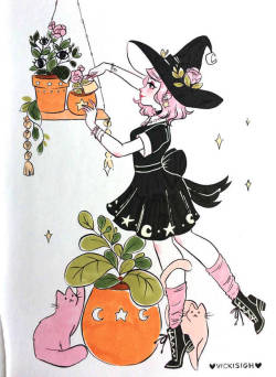 vickisigh:  Week 1 of Inktober! My theme this year is plant witches~