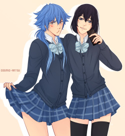 cosmic-artsu:  aesthetic: twins in school uniforms 👌
