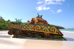 abandonedography:  An abandoned M4 Sherman tank on Flamenco Beach,