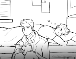 withasideofg:  Sometimes Steve stays with Tony while he naps