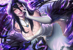 sakimichan: painted Albedo from Overlord in a slightly more Tilted