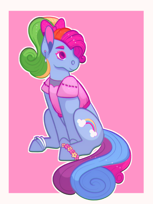 ponydoodles:Image Description: Gen 3 Rainbow Dash. She is sitting