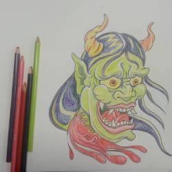 Severed demon head. #hanya #demon #ink #coloredpencil  (at Empire