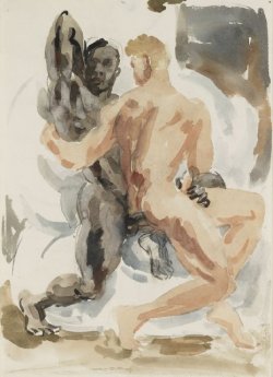 Duncan Grant, Michelangelesque Figures 1950, Watercolor on paper