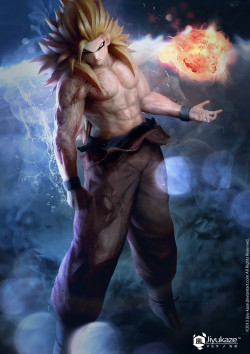 piffy420:  Goku super saiyan god by Jiyu-Kaze