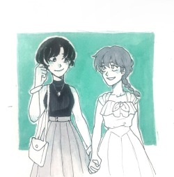 aaliyah-draws:FemRanma and Akane going on a date!💕 Drawing