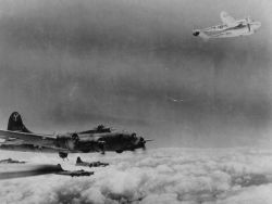 ww1ww2photosfilms:   On an escort mission for these 15th AF B-17s