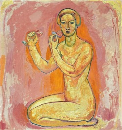 dappledwithshadow:  Female Nude with Flowers, Cuno Amiet, 1913. 